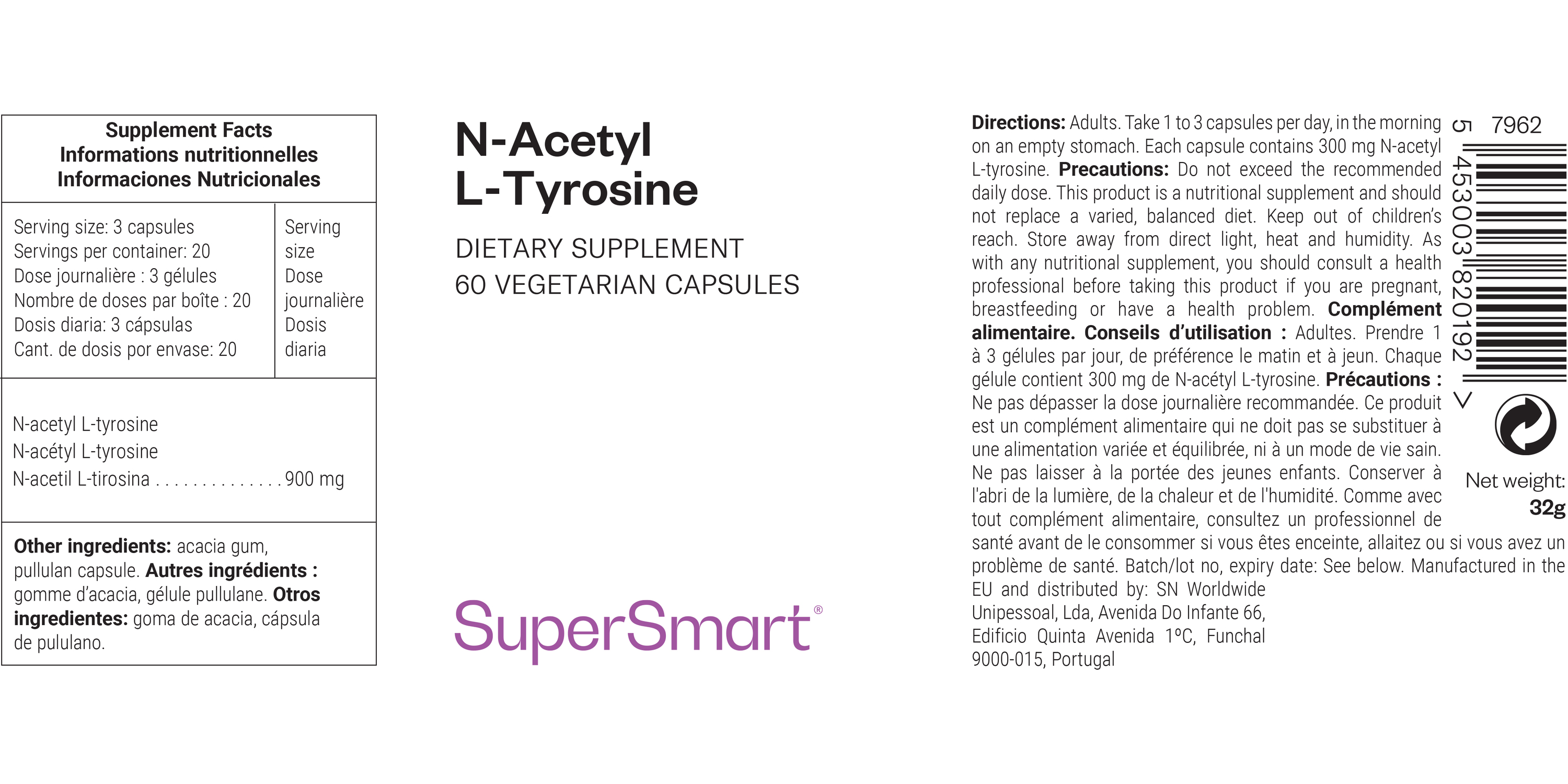 Complément alimentaire de tyrosine