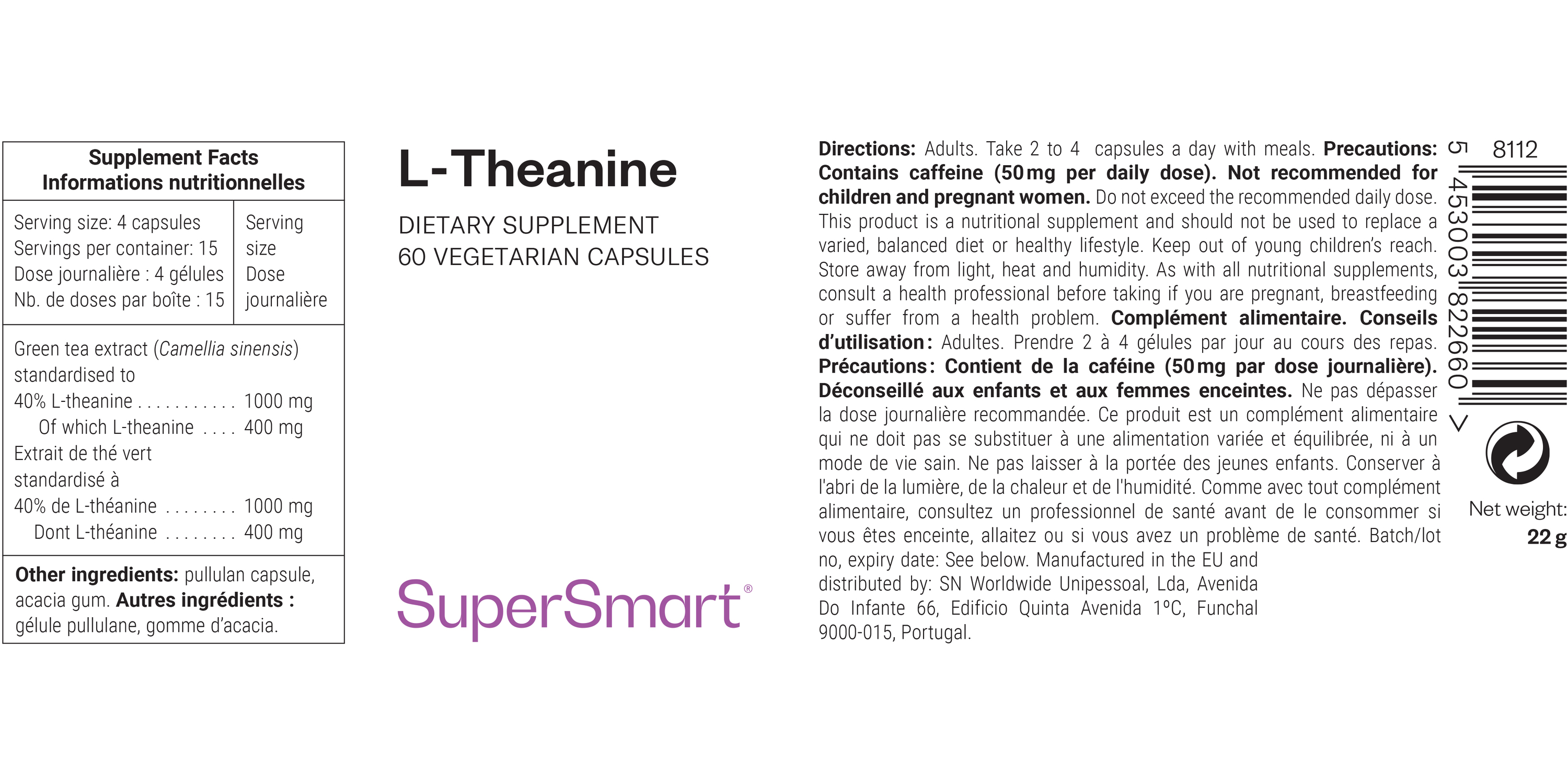 Complément alimentaire de l-théanine du thé vert