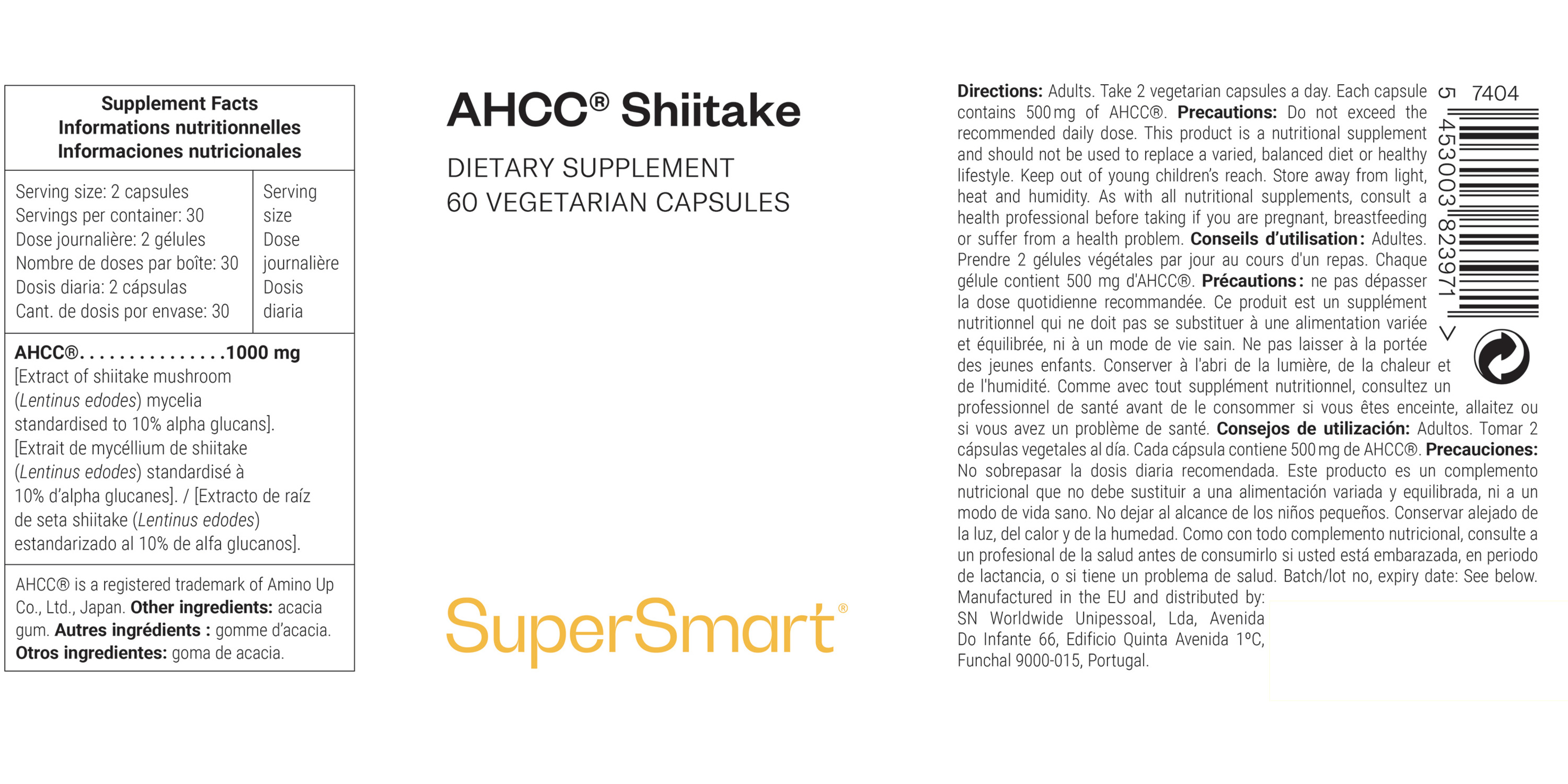 Complément alimentaire d'AHCC composé de champignon shiitake