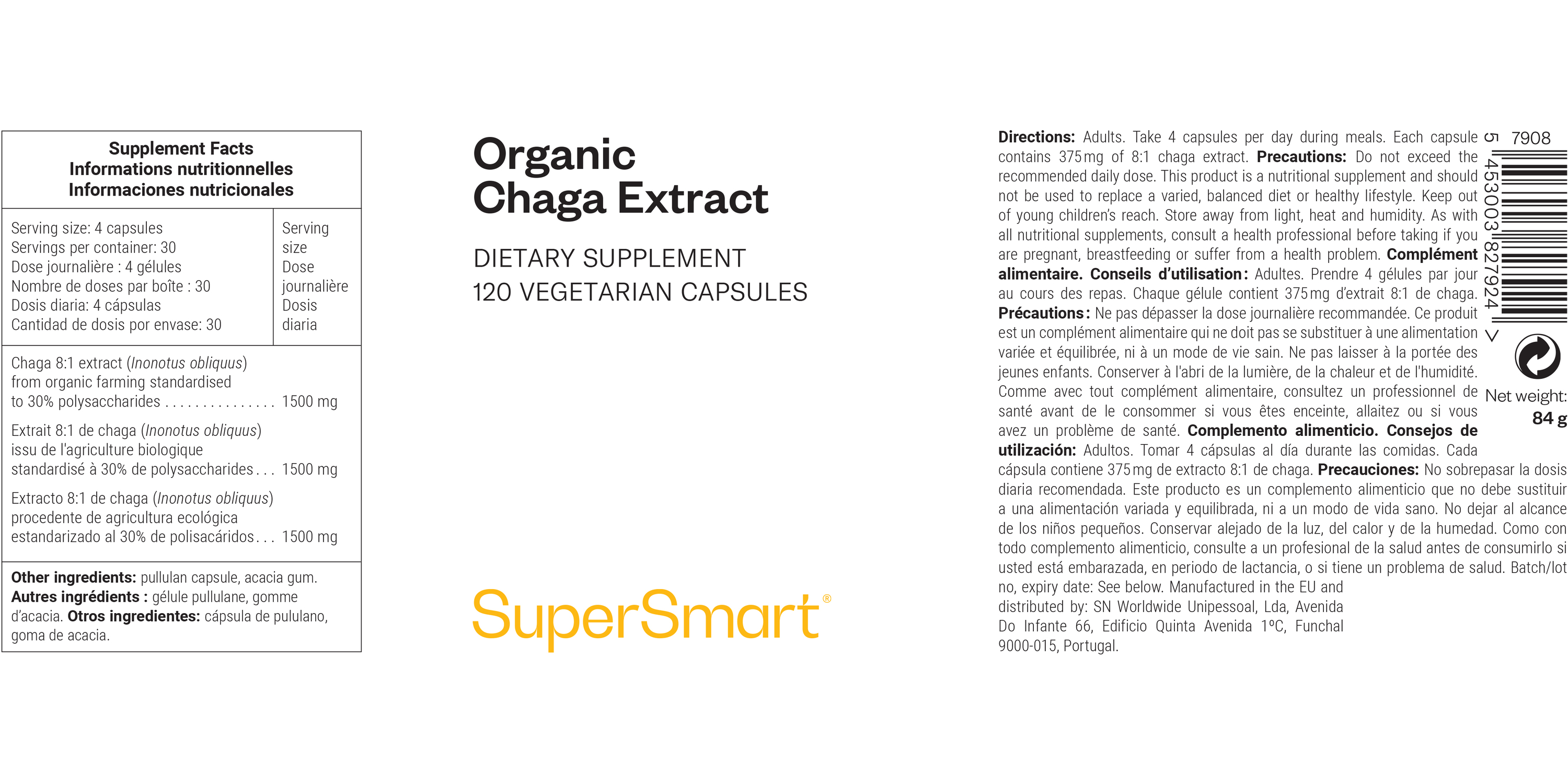 Extrait bio de champignon chaga