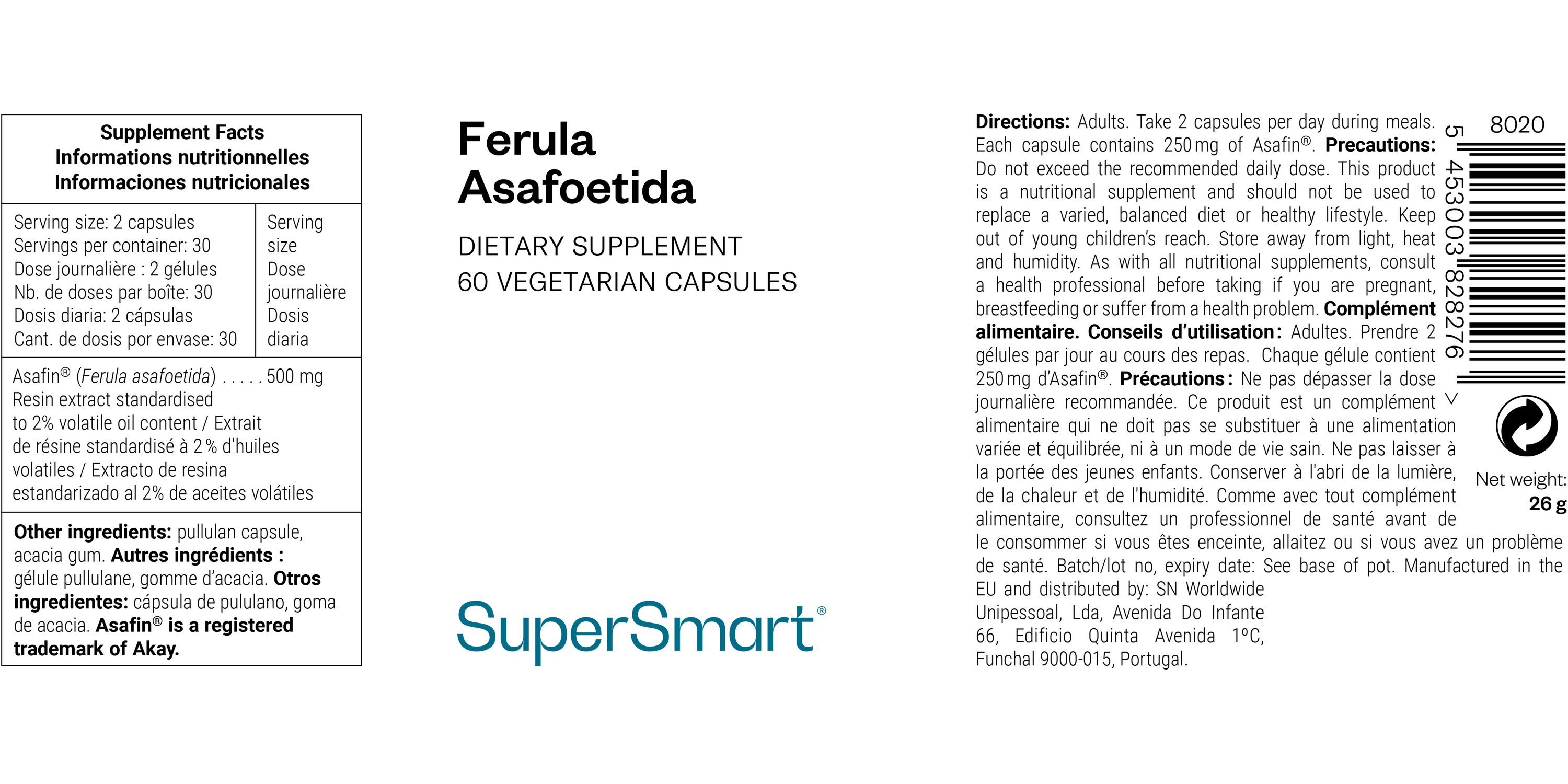Complément alimentaire de Ferula asafoetida