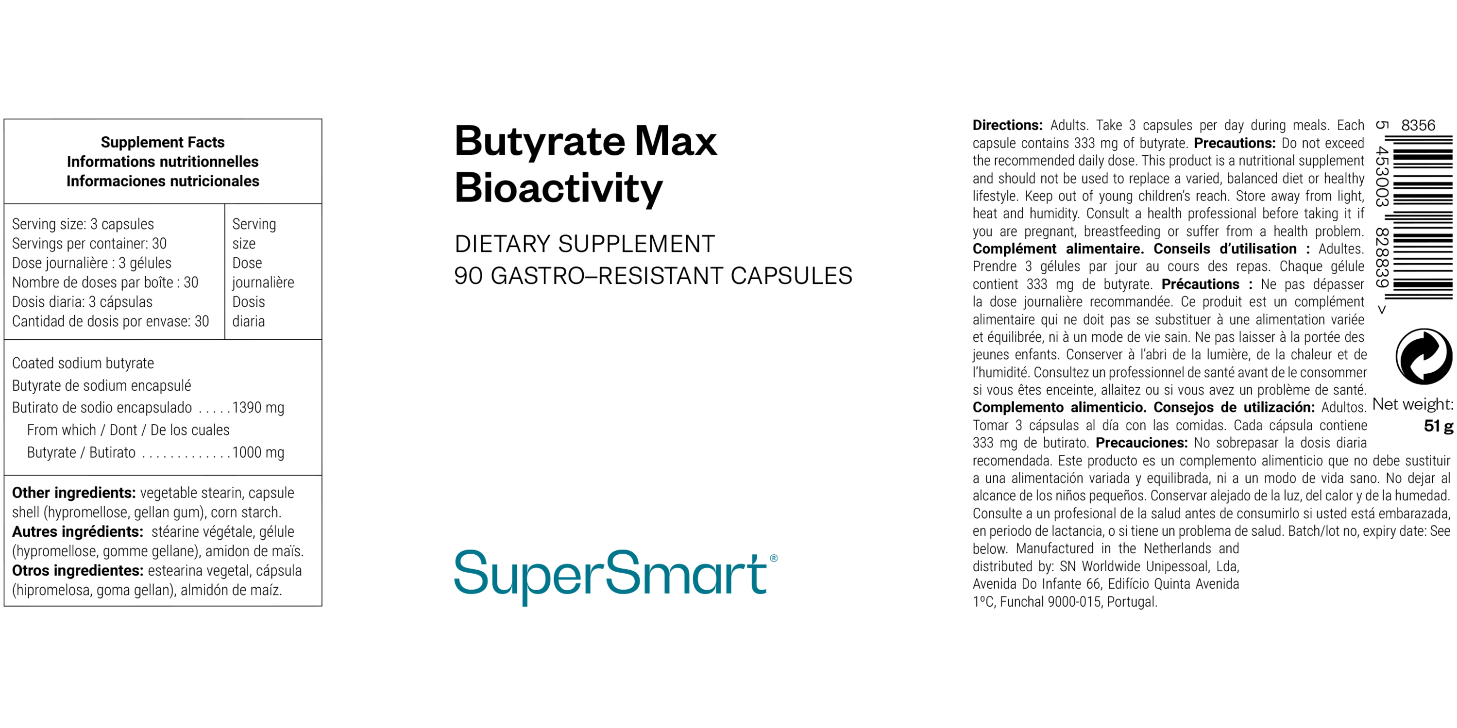 Complément alimentaire de butyrate de sodium