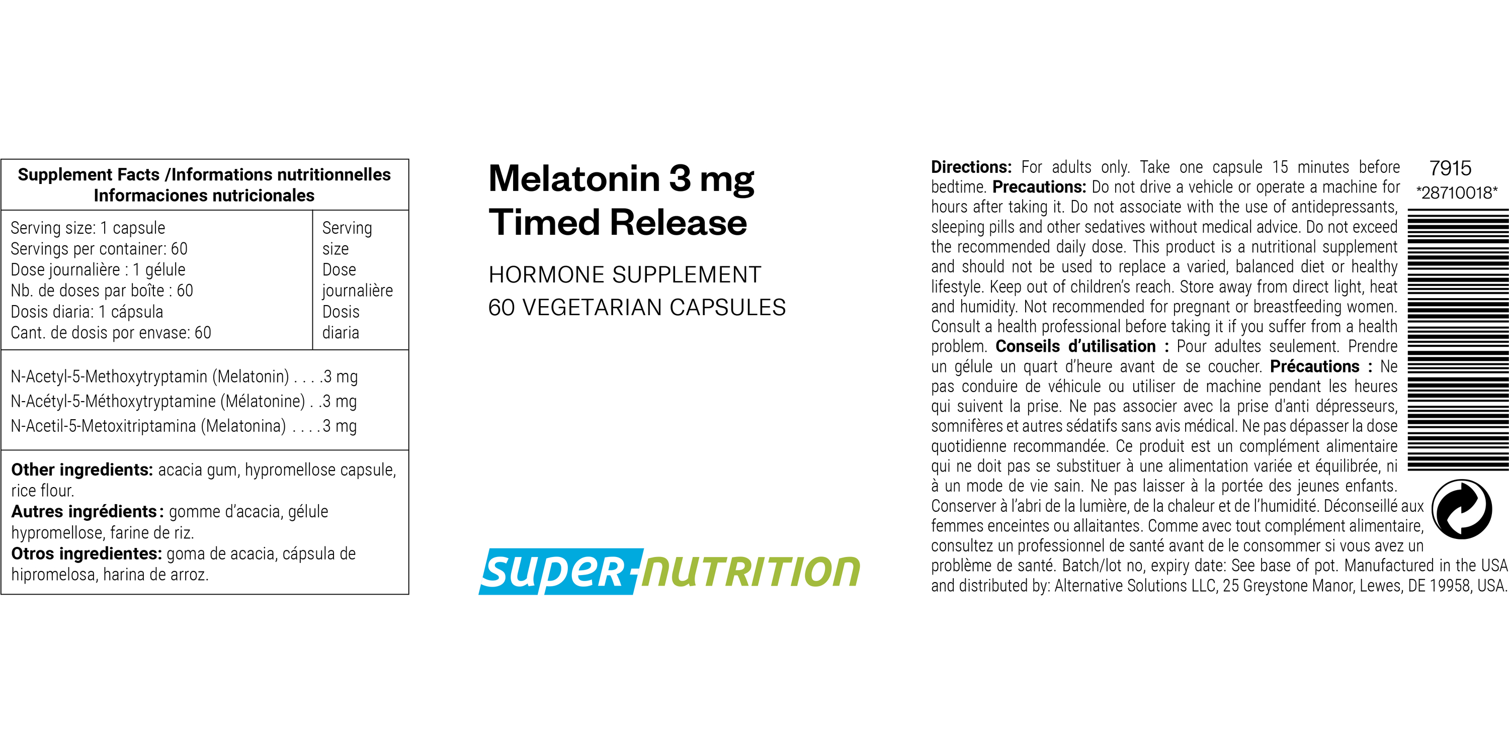 Melatonine 3 mg Timed Release